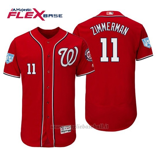 Maglia Baseball Uomo Washington Nationals Ryan Zimmerman Flex Base Entrenamiento De Primavera 2019 Rosso